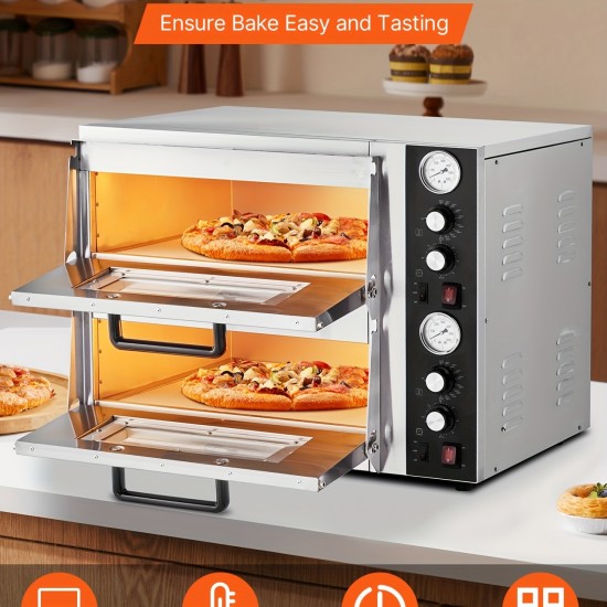 18-Inch Commercial Countertop Pizza Oven Double Deck Electric Pizza Oven