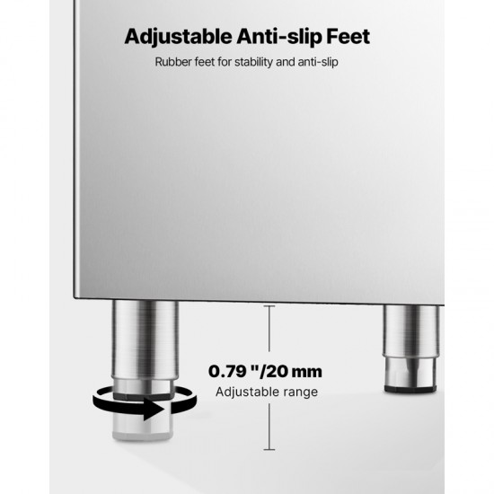 Ice Storage Bin - 250LBS Capacity Stainless Steel Ice Storage with Water Filter, Adjustable Anti-Slip Rubber Feet & 8-Hour Insulation, Ideal for Restaurants, Hotels & Beverage Shops