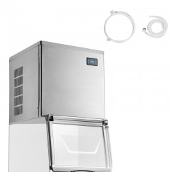 Commercial Ice Maker - 450 lbs/Day Stainless Steel Ice Machine with Scheduled Ice-Making, Self-Cleaning Function, and Adjustable Thickness for Restaurant, Bar, Cafe, Hotel - High Capacity Ice Production Fast Ice Cubes Ready in 12-15 Minutes