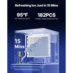 Commercial Ice Maker - 450 lbs/Day Stainless Steel Ice Machine with Scheduled Ice-Making, Self-Cleaning Function, and Adjustable Thickness for Restaurant, Bar, Cafe, Hotel - High Capacity Ice Production Fast Ice Cubes Ready in 12-15 Minutes