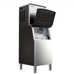 Commercial Ice Making Machine 400Lbs/24H, SECOP Compressor &, Professional Ice Machine, 250Lbs Ice Capacity, Quick Ice Production in 8-15 Min, Stainless Steel Ice Generator for Pub/Coffee Shop/Dining Options/Commercial Setting