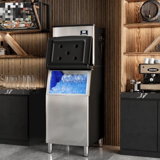 Commercial Ice Maker Machine 418 LBS/24H with 200 LBS Storage Bin, 192PCS Ice Cubes in 11-20 Mins, Approved Industrial Ice Machine with Auto Self-Cleaning for Restaurant, Bar and Cafe.