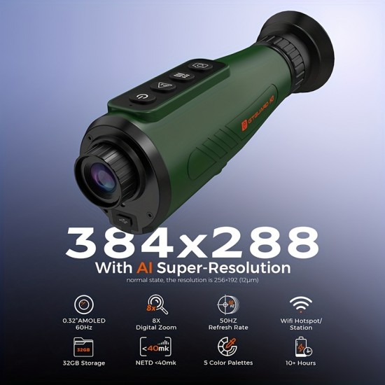 H3 Thermal Imaging Monocular, 384x288 With AI Super Resolution, 8x Digital Zoom, 0.32