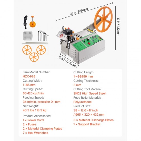 Automatic Webbing Cutting Machine Hot and Cold Ribbon Cutting Tool with Adjustable Temperature, LCD Display, & High-Precision Cutting for Nylon Webbing, Elastic Bands, Shoelaces, & More & Tapes Cutter for Various Materials