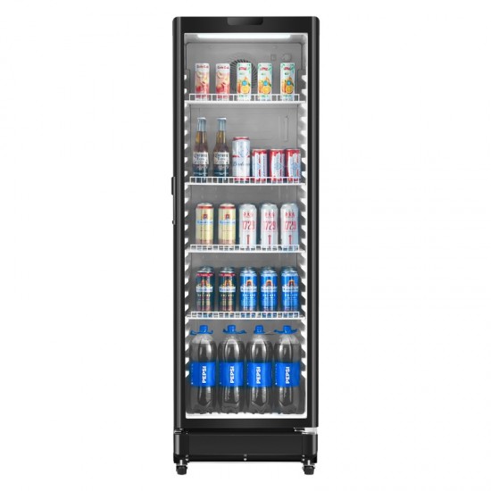 8.1 CU.FT Commercial Merchandiser Refrigerator - Glass Door Display Refrigerator Upright Fridge - Beverage Cooler Merchandiser with 4 Adjustable Shelves, Soft LED Lighting, Energy-Saving Automatic Defrost, Rapid Cooling (Black)