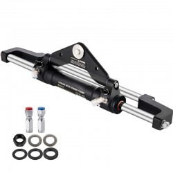 Hydraulic Steering Cylinder 300 - Front Mount Outboard Marine Steering Kit for Center Console, Bass & Offshore Fishing Boats - Corrosion-Resistant Aluminum Alloy, Built-In Two-Way Lock, ORB Fitting - Ideal for Hydraulic Steering System Without Hose & Helm