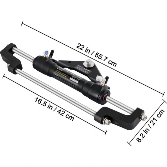 Hydraulic Steering Cylinder 300 - Front Mount Outboard Marine Steering Kit for Center Console, Bass & Offshore Fishing Boats - Corrosion-Resistant Aluminum Alloy, Built-In Two-Way Lock, ORB Fitting - Ideal for Hydraulic Steering System Without Hose & Helm