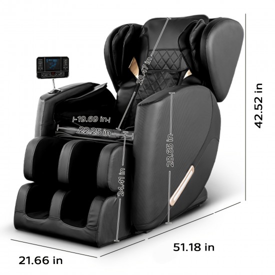 Zero Gravity Full Body Massage Chair Recliner with Heating, Airbags, Wireless Speaker, Foot Roller, And Touch Screen