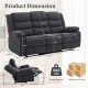 Dark Gray Faux Cashmere 3 Seater Recliner Sofa With Massage And Heating Function, Manual Reclining Couch With Cup Holders And Side Storage Pocket For Living Room Home Theater