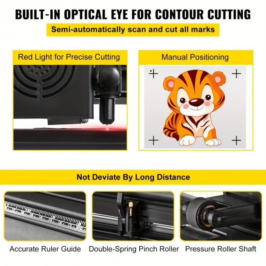 Vinyl Cutter 53 Inch Vinyl Cutter Machine Semi-Automatic DIY Vinyl Printer Cutter Machine Manual Positioning Sign Cutting With Floor Stand Signmaster Software