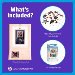Sprocket Photo Booth Instant Printer Kit, 100 Zink Paper, 15pcs Hollywood Props